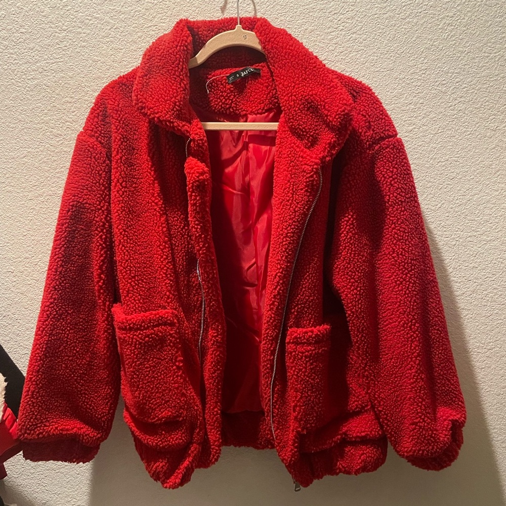 RED TEDDY COAT